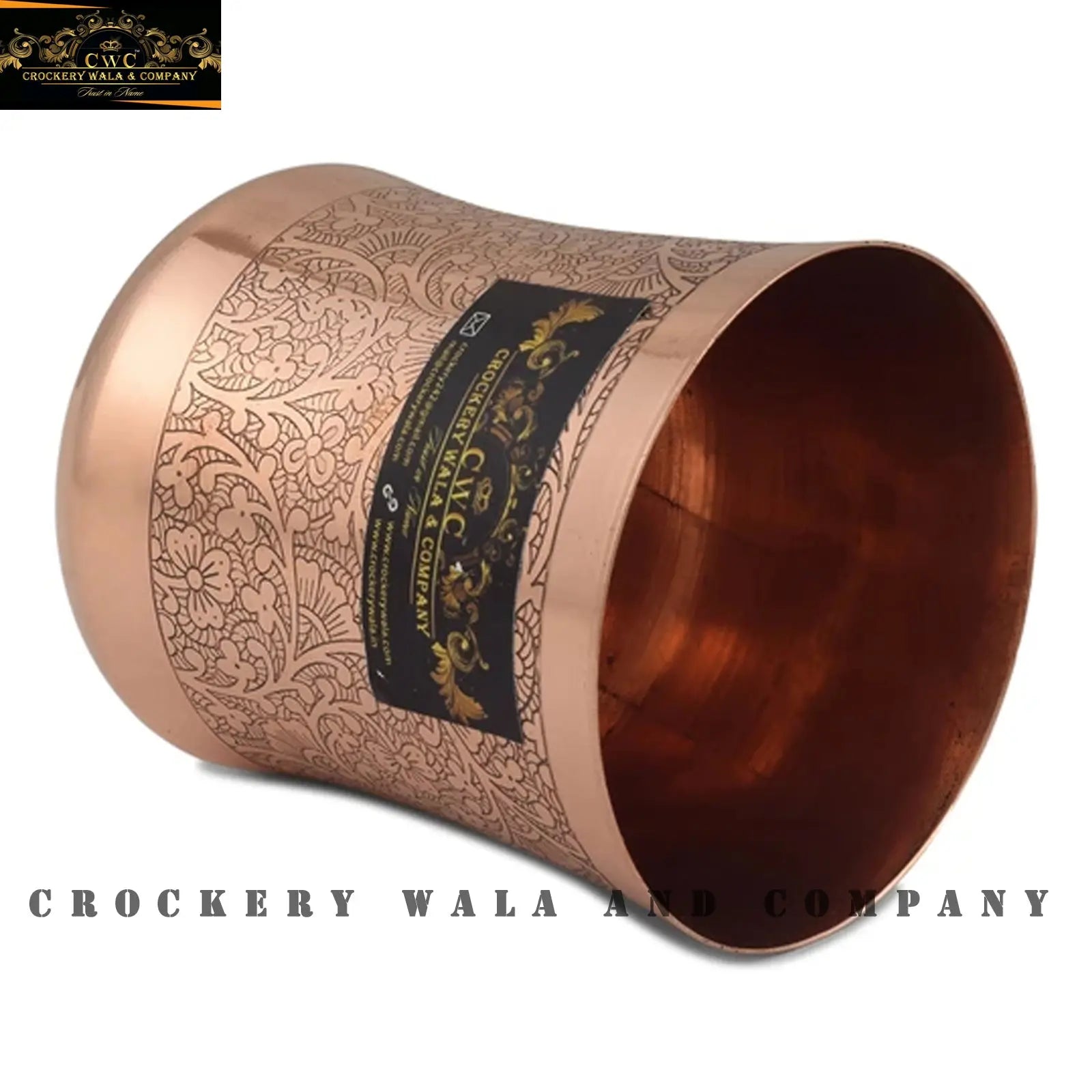 Pure Copper Glass Curve Itching - CROCKERY WALA AND COMPANY 