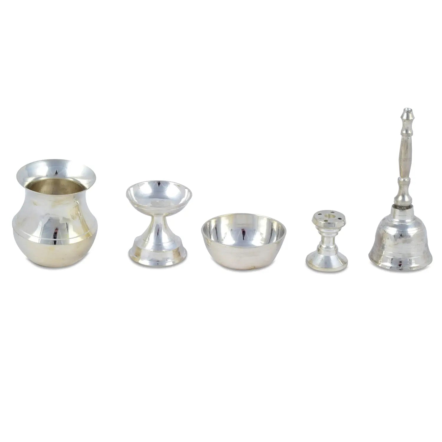 Asthmangal Brass Silver Thali Set for Pooja/Aarti and gifting for worshipping - CROCKERY WALA AND COMPANY 