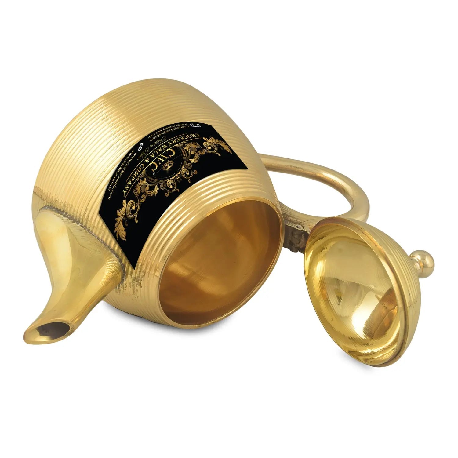 Brass Designer Kettle For Tea Lining Design 700 ML - CROCKERY WALA AND COMPANY