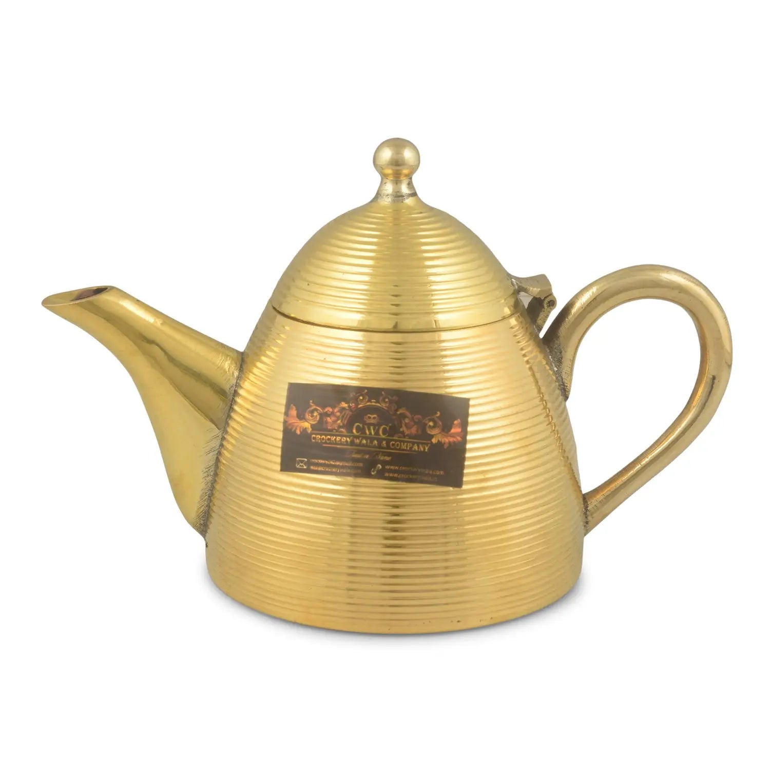 Brass Designer Kettle For Tea Lining Design 700 ML - CROCKERY WALA AND COMPANY