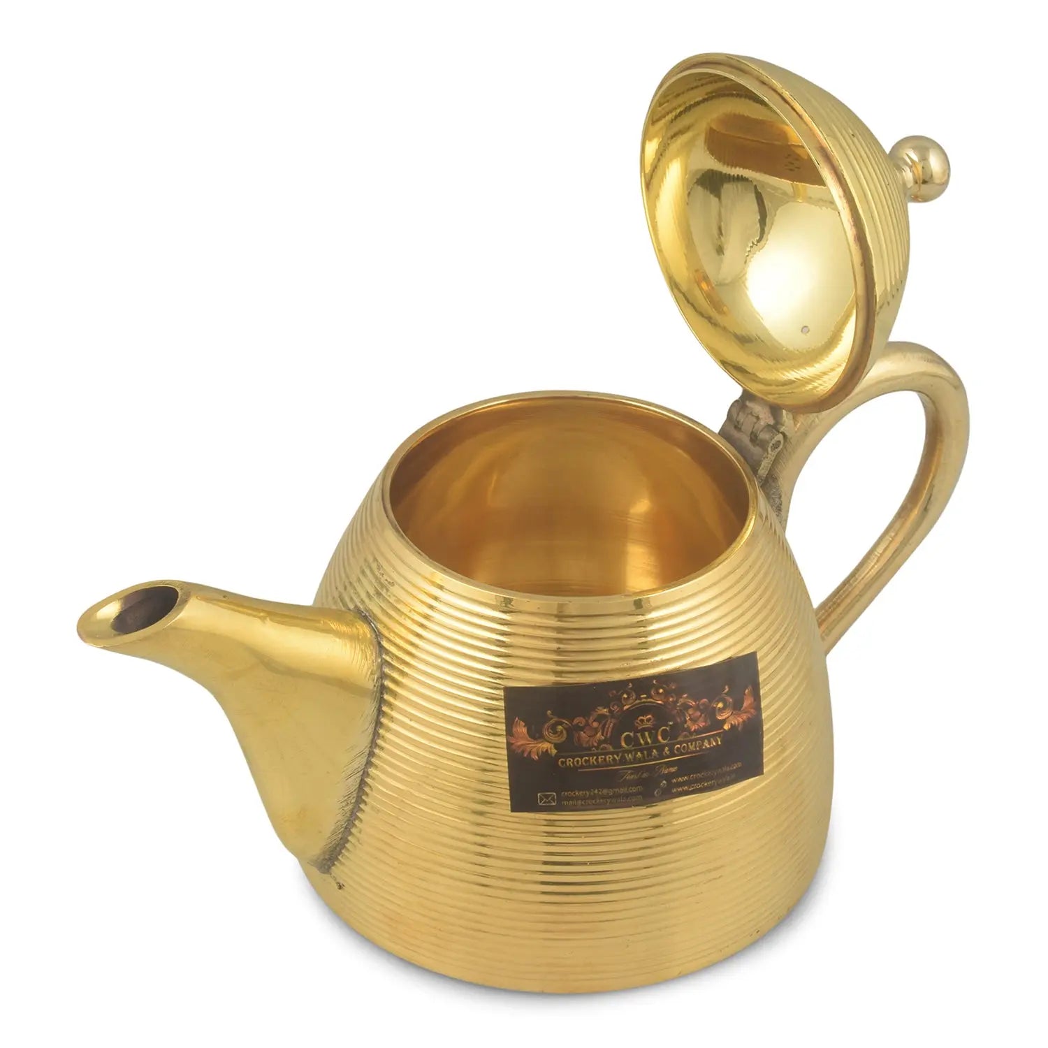 Brass Designer Kettle For Tea Lining Design 700 ML - CROCKERY WALA AND COMPANY