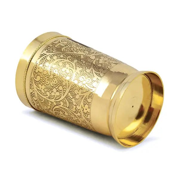 Brass Glass Etching Design Set of 6 Unique Gift Idea - CROCKERY WALA AND COMPANY