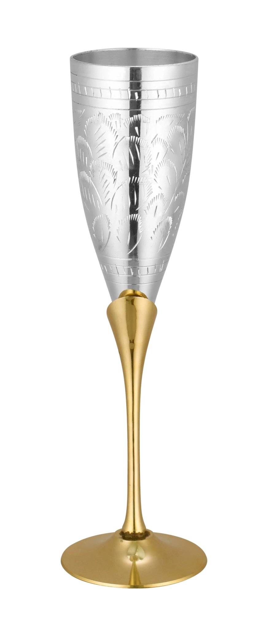 Brass Silver Wine Glass For Partying Set of 2 For Gifts - CROCKERY WALA AND COMPANY