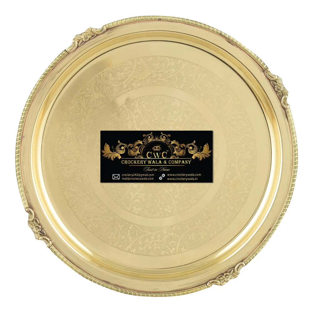 Brass Thali Set Mughal Design 6 Pcs Set for Elegant Dining