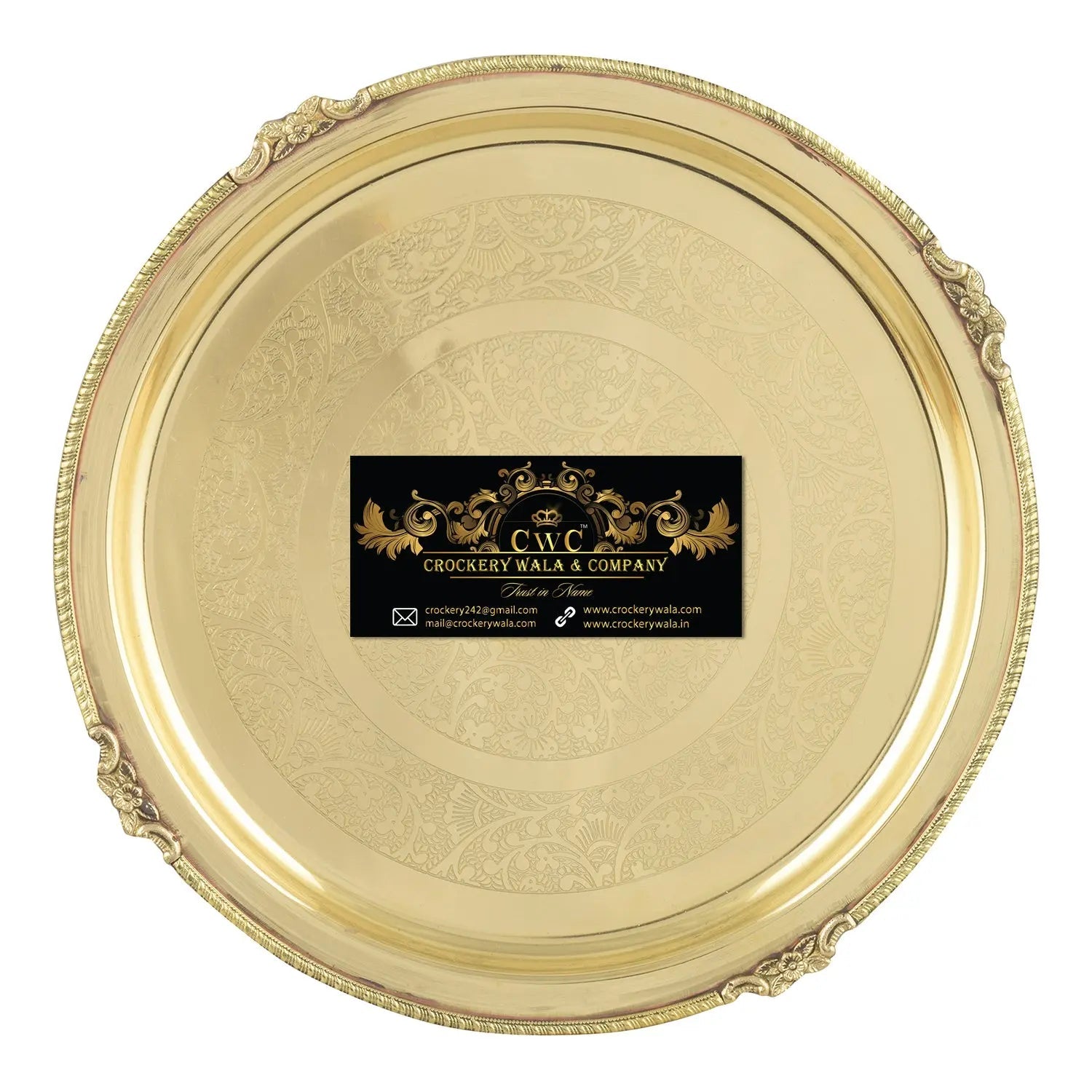 Brass Thali Set Mughal Design 6 Pcs Set for Elegant Dining - CROCKERY WALA AND COMPANY