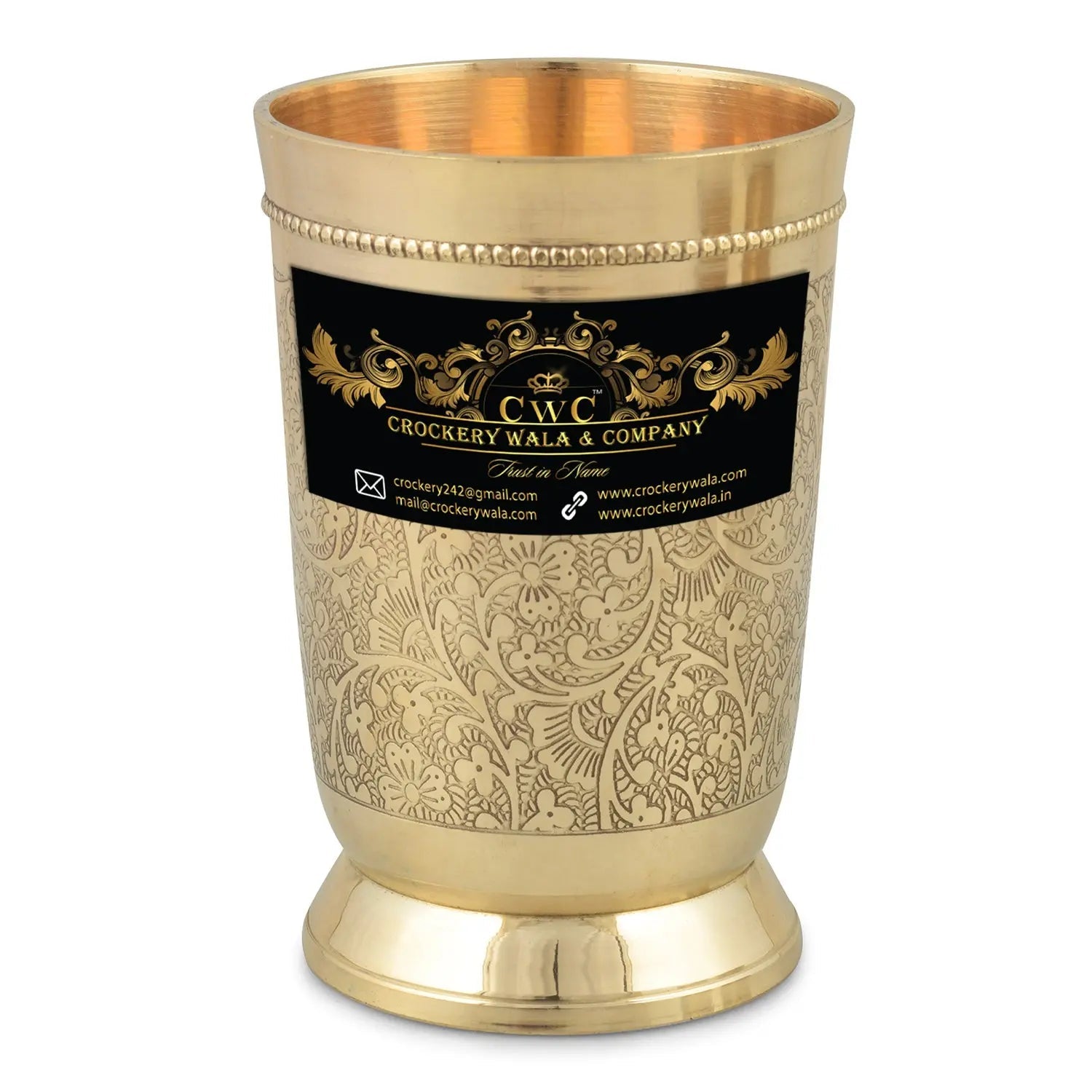 Brass Thali Set Mughal Design 6 Pcs Set for Elegant Dining - CROCKERY WALA AND COMPANY