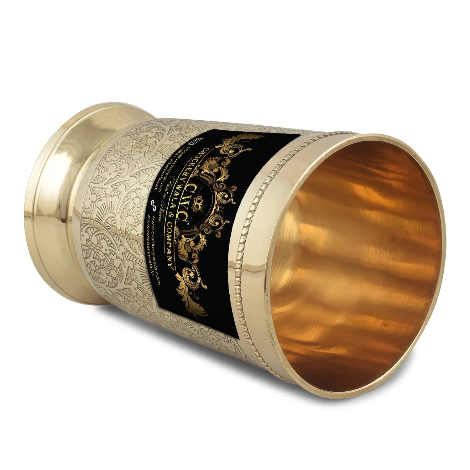 Brass Thali Set Mughal Design 6 Pcs Set for Elegant Dining - CROCKERY WALA AND COMPANY