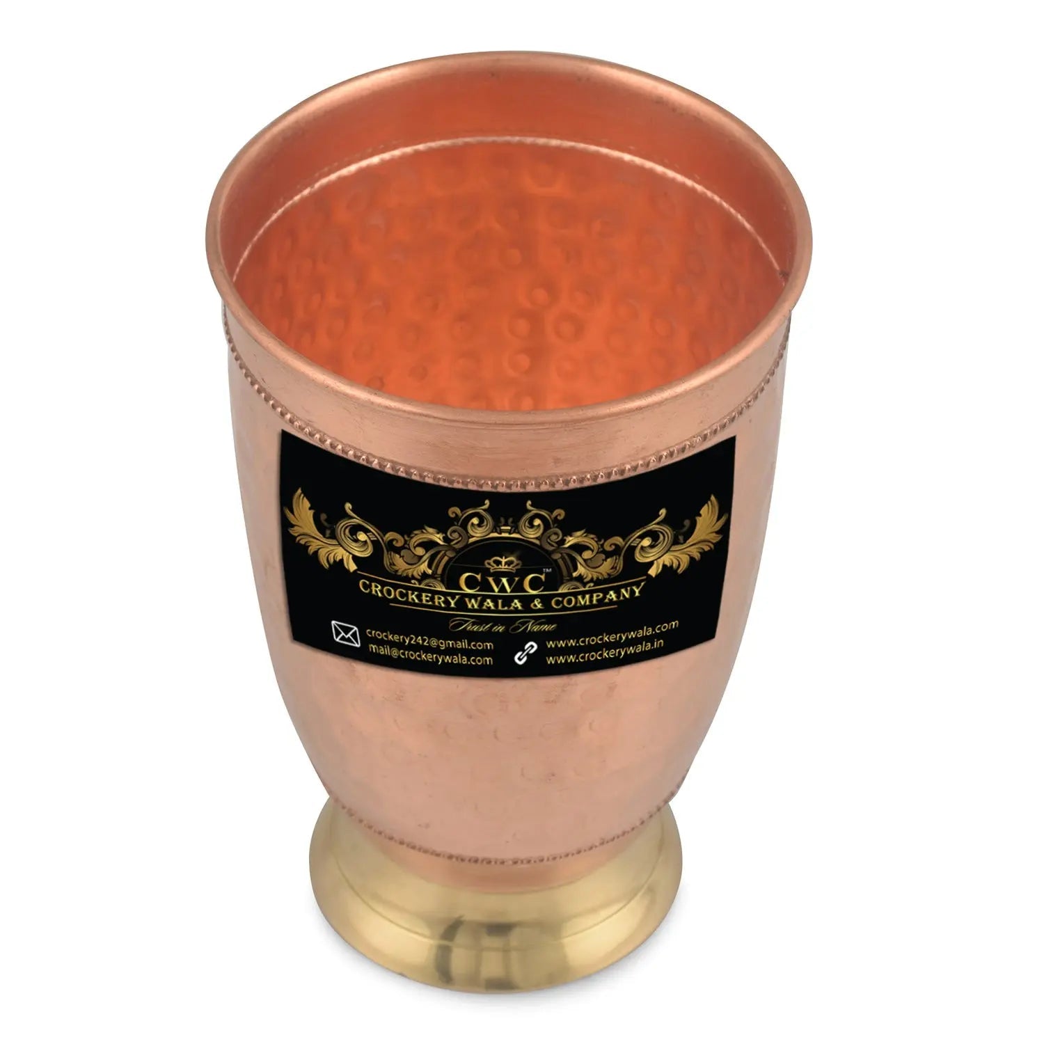 Copper Brass Glass Tumbler 2 Tone 400 ML Handmade Gift - CROCKERY WALA AND COMPANY
