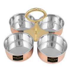Copper Food Server Dish With Partition for Elegant Dining - CROCKERY WALA AND COMPANY