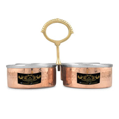Copper Food Server Dish With Partition for Elegant Dining - CROCKERY WALA AND COMPANY