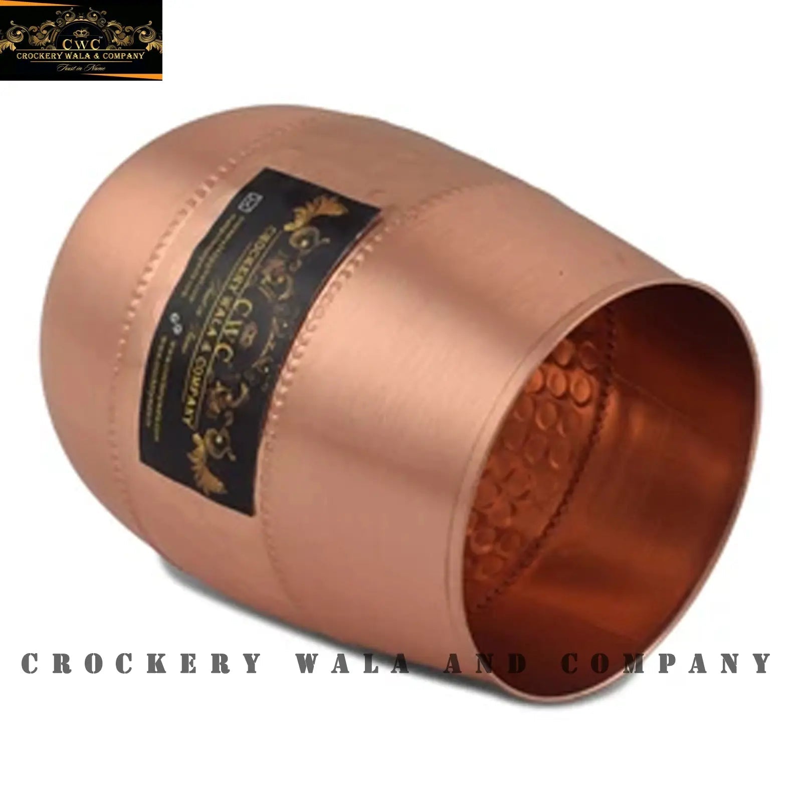 Copper Glass Dholak Design - Ayurvedic Drinking Glass - CROCKERY WALA AND COMPANY