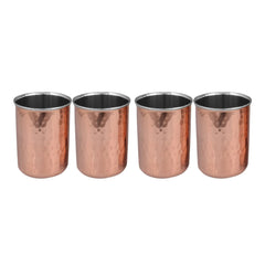 Copper Glass Set of 6 Outer Copper Inner Steel Tumblers - CROCKERY WALA AND COMPANY
