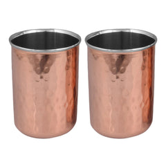 Copper Glass Set of 6 Outer Copper Inner Steel Tumblers - CROCKERY WALA AND COMPANY