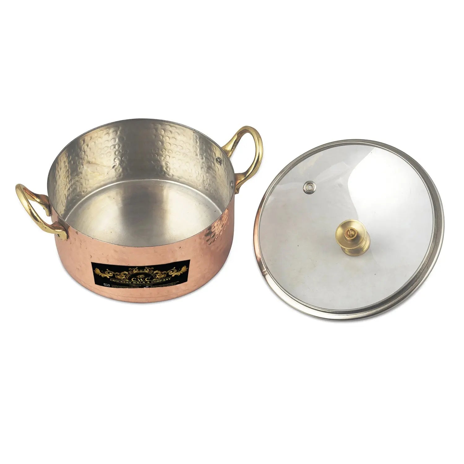 Copper Handi Set For Serving & Cooking 700 Ml Each - 3 Pcs - CROCKERY WALA AND COMPANY
