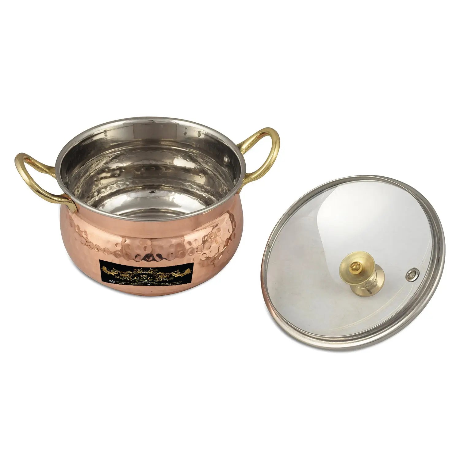 Copper Handi Set For Serving & Cooking 700 Ml Each - 3 Pcs - CROCKERY WALA AND COMPANY