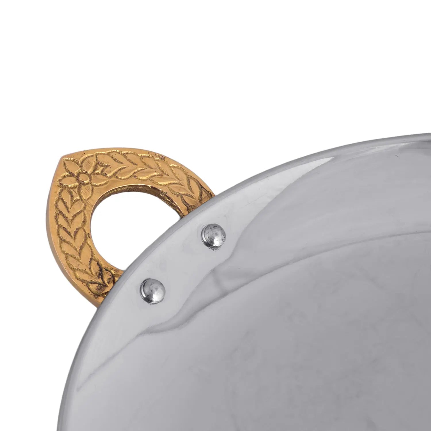 Copper Serving Platter Round With Brass Handles 14 Inch - CROCKERY WALA AND COMPANY