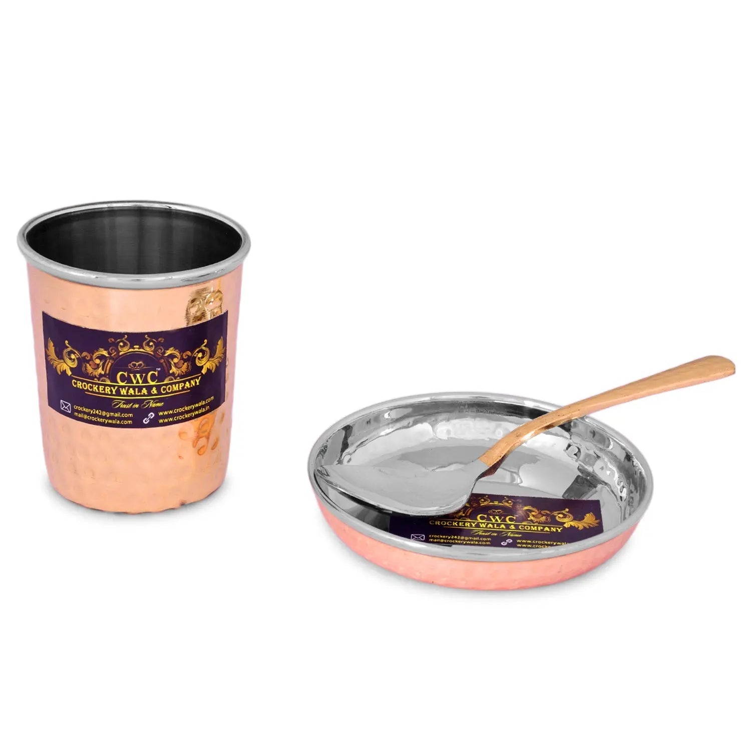Copper Thali Set For 1 Premium Quality Dinnerware - CROCKERY WALA AND COMPANY