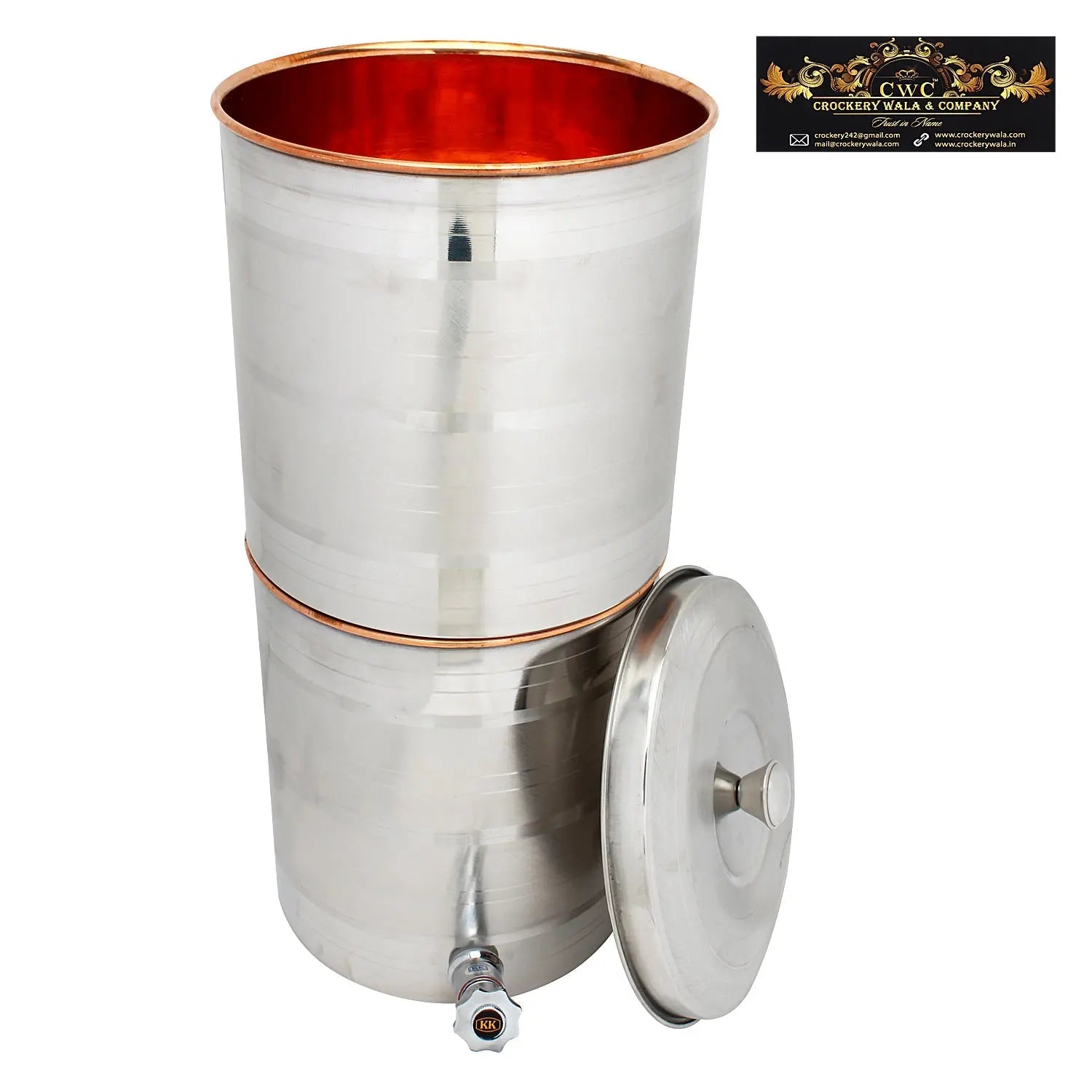 Copper Water Filter With Inner Copper & Outer Steel Pot - CROCKERY WALA AND COMPANY