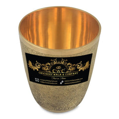 Crockery Wala And Company Brass Glass Tumbler 1 Pc Embossed - CROCKERY WALA AND COMPANY