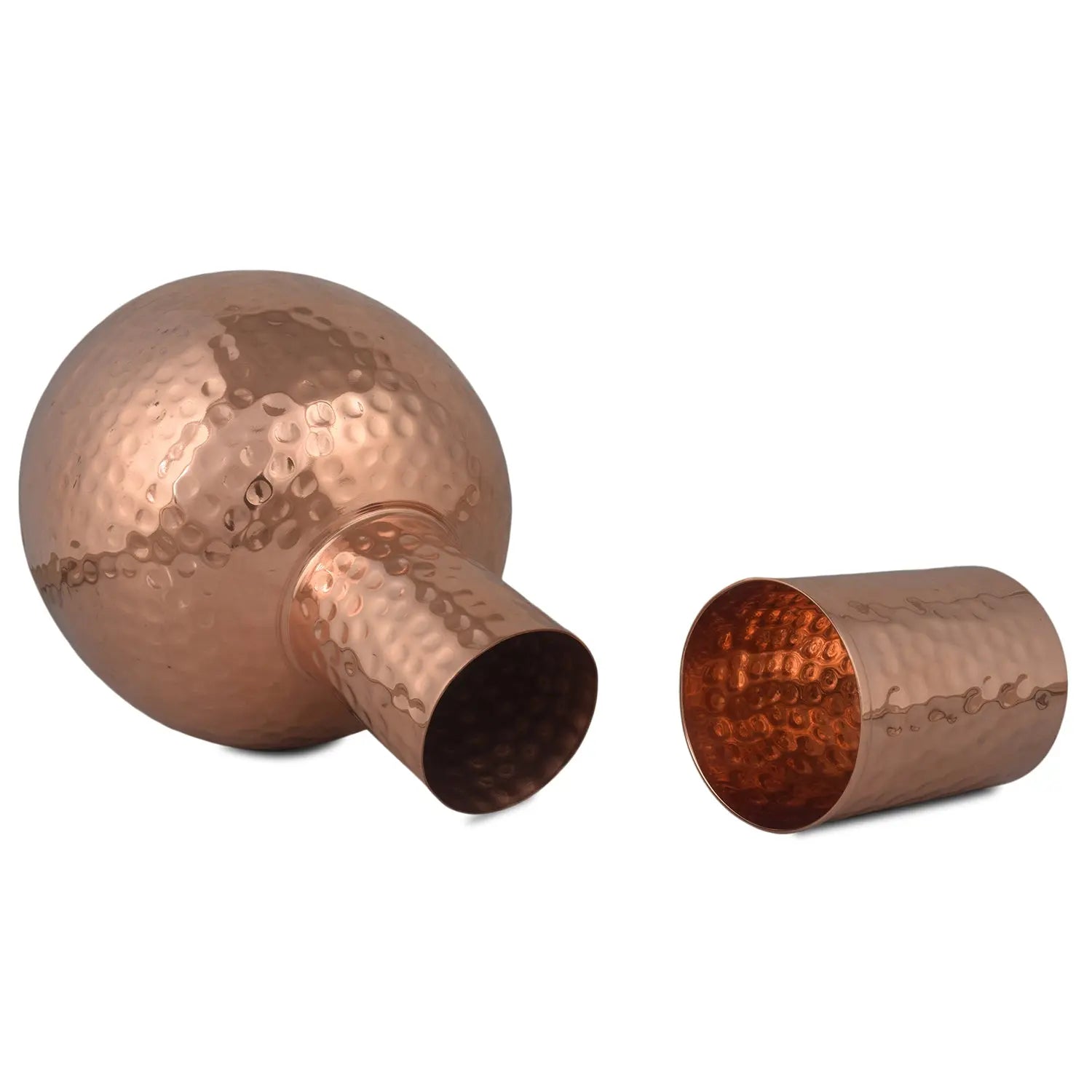 Crockery Wala And Company Copper Hammered Surai Glass Water Pitcher 600 ML - CROCKERY WALA AND COMPANY