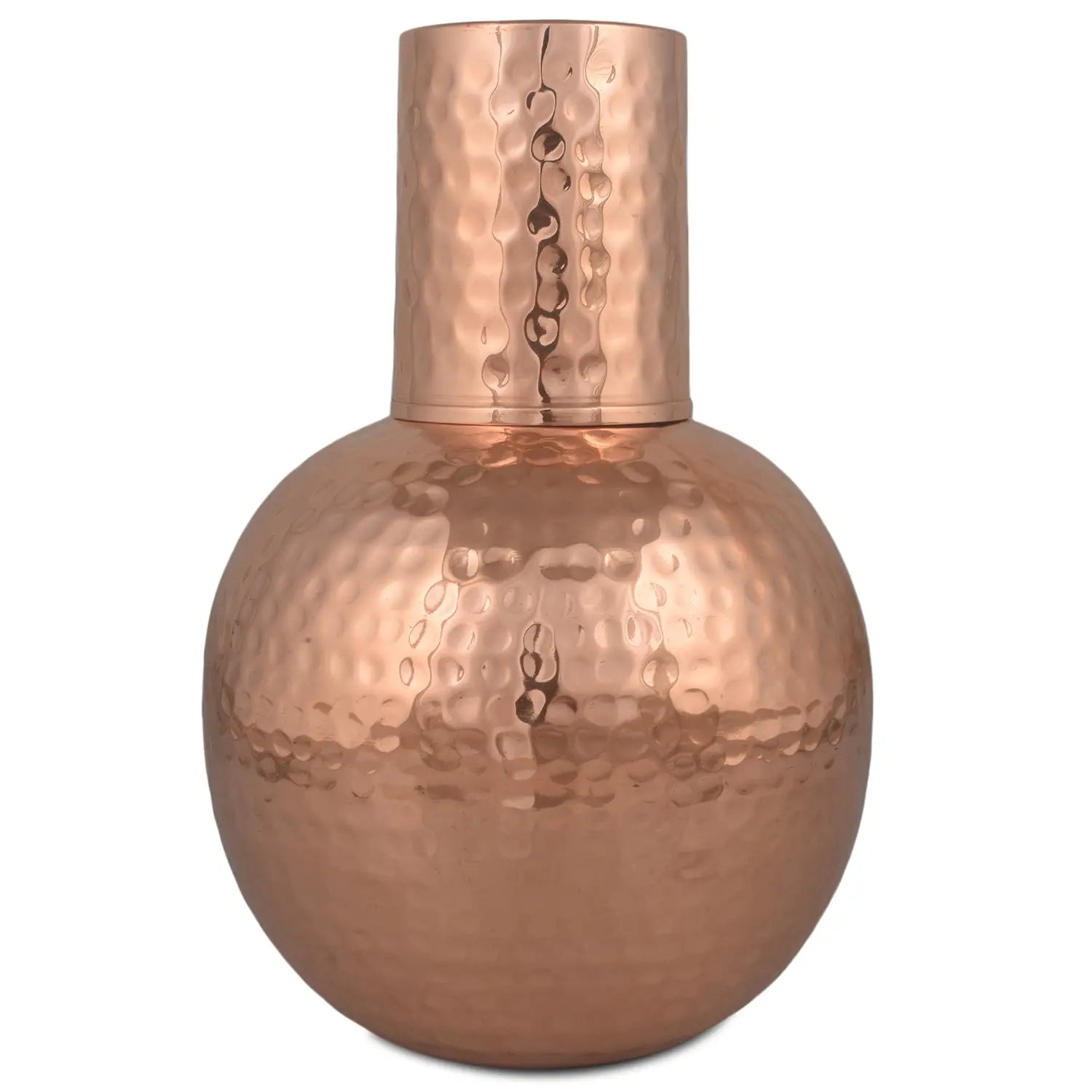 Crockery Wala And Company Copper Hammered Surai Glass Water Pitcher 600 ML - CROCKERY WALA AND COMPANY