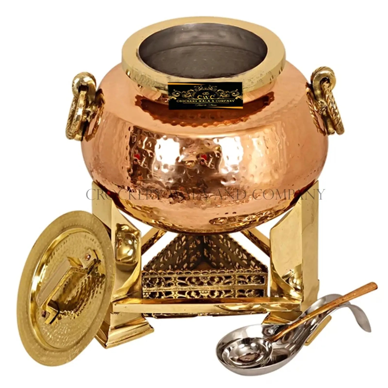 Crockery Wala And Company Pure Copper Kalai Chaffing Dish 10 litres - CROCKERY WALA AND COMPANY