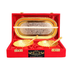 Crockery Wala Silver Plated Bowl Set With 2 Spoons & Tray - CROCKERY WALA AND COMPANY