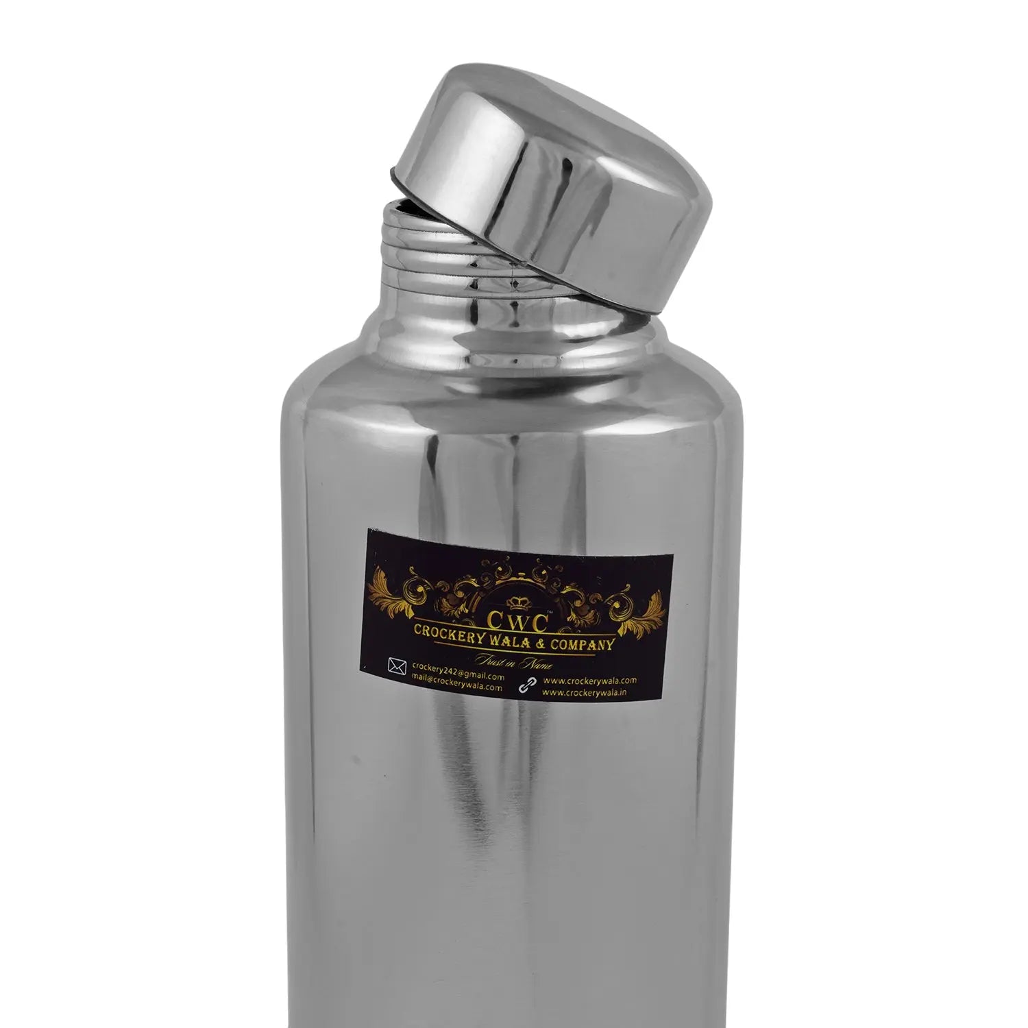 Stainless Steel Fridge Bottle Plain Shiny Finish - CROCKERY WALA AND COMPANY 