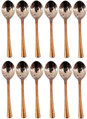 Pure copper & Stainless Steel Tea Spoon with Hammered Copper Handle - CROCKERY WALA AND COMPANY 
