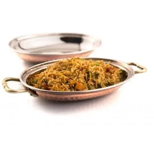 Rice server dish copper steel - CROCKERY WALA AND COMPANY 