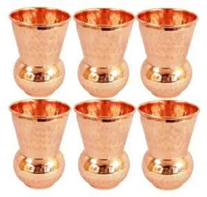 Crockery Wala And Company Handmade Pure Copper Glass Matki Shape 350 ml Each - Crockery Wala And Company