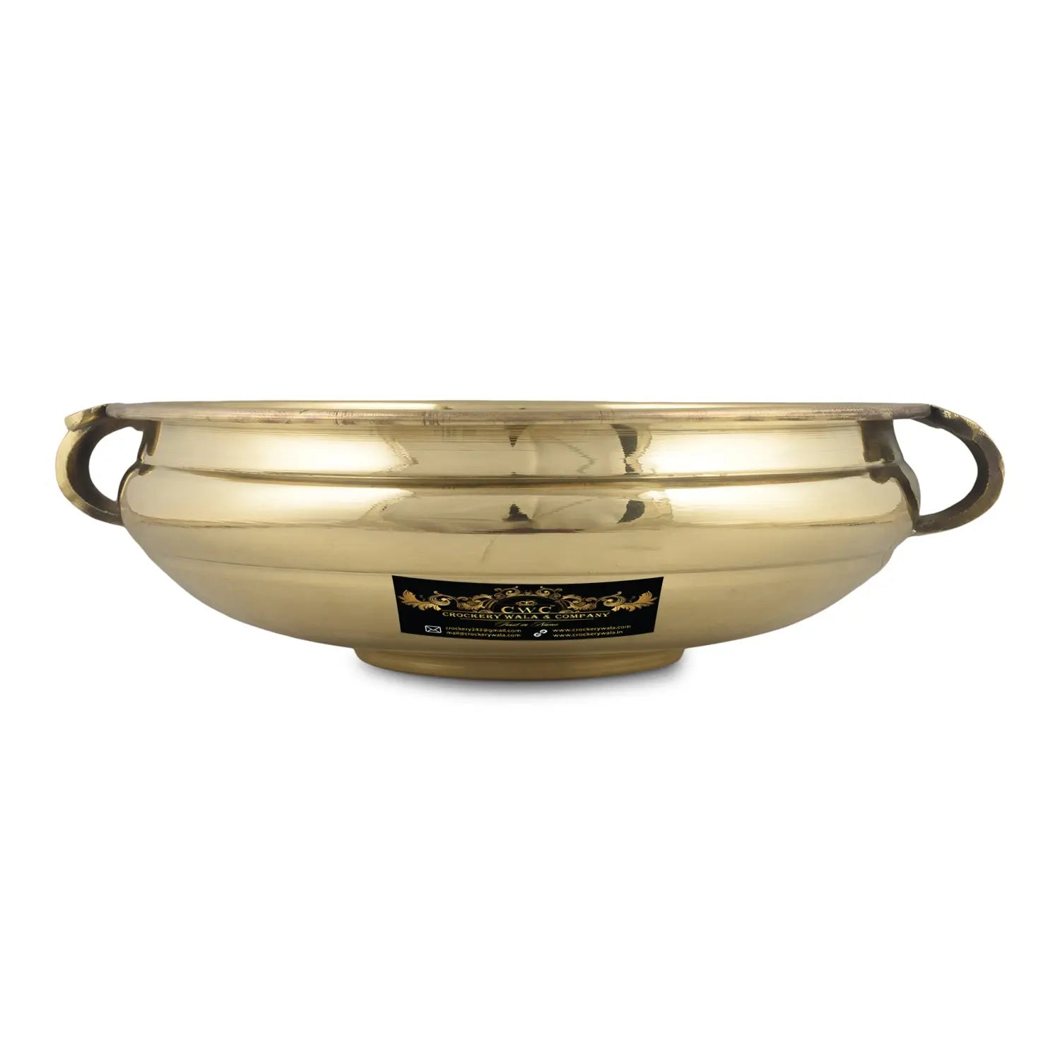 Pure Brass Cookware Decorative Bowl Center Piece Urli Pot Home Decor 12 Inch - CROCKERY WALA AND COMPANY
