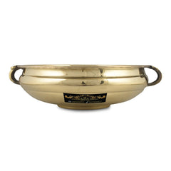 Pure Brass Cookware Decorative Bowl Center Piece Urli Pot Home Decor 12 Inch - CROCKERY WALA AND COMPANY