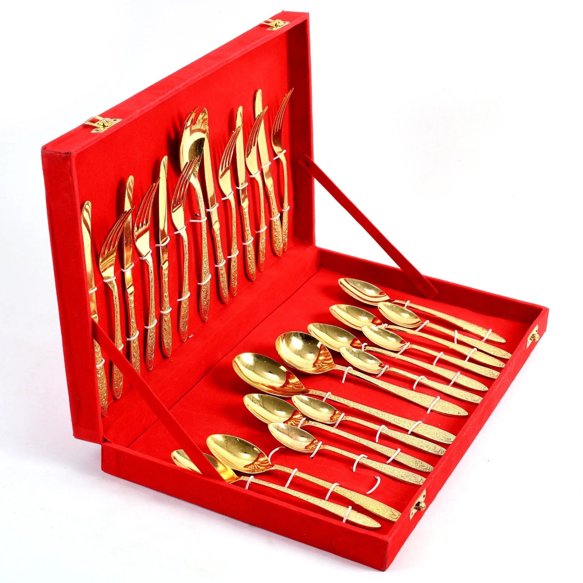 Pure Brass Cutlery Set For Gifting & Dining 26 Pcs Set - CROCKERY WALA AND COMPANY