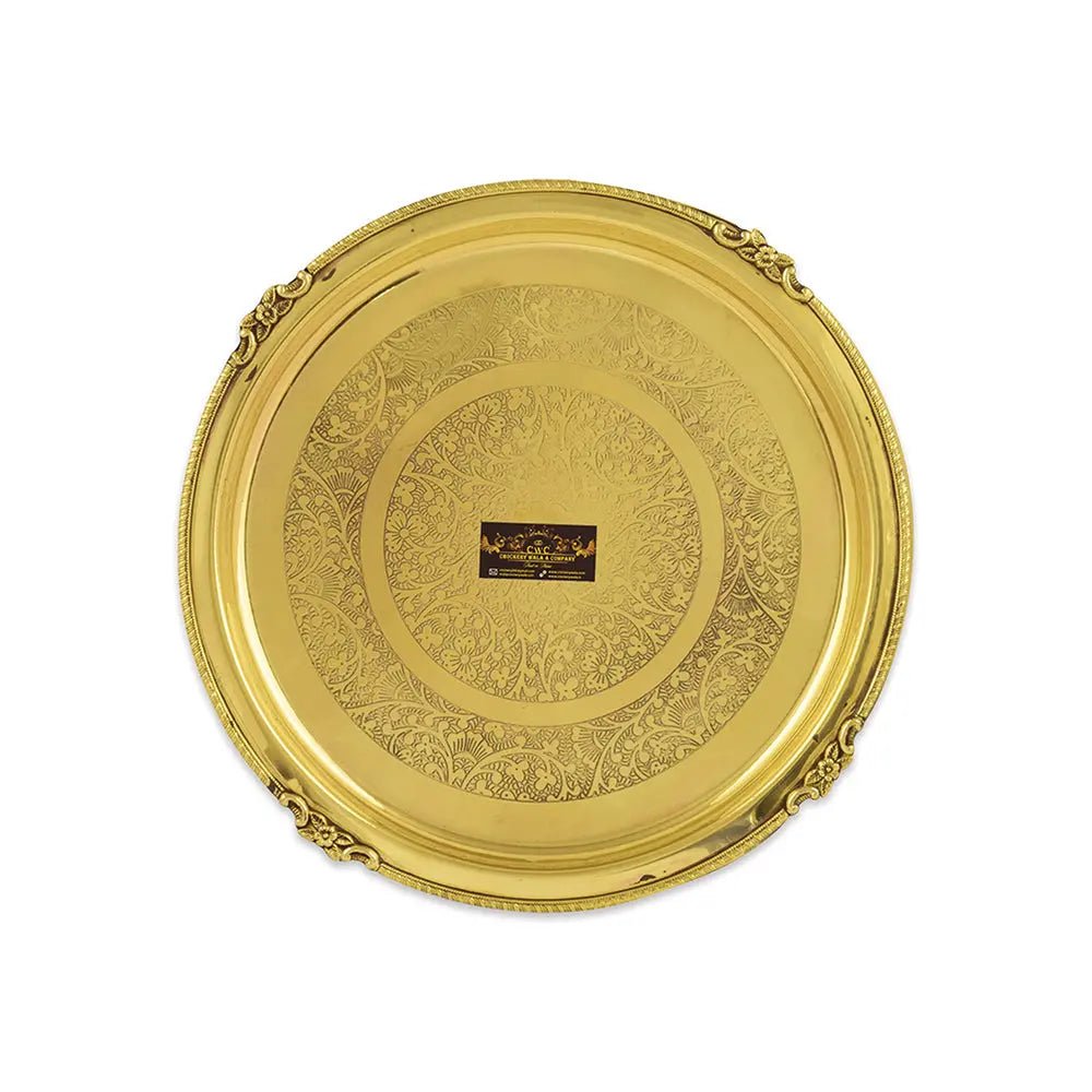 Pure Brass Dinner Set Thali Set Mughal Design 70 Pcs Set - CROCKERY WALA AND COMPANY