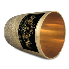 Pure Brass Embossed Glass Tumbler for Drinking Water 200 ml - CROCKERY WALA AND COMPANY