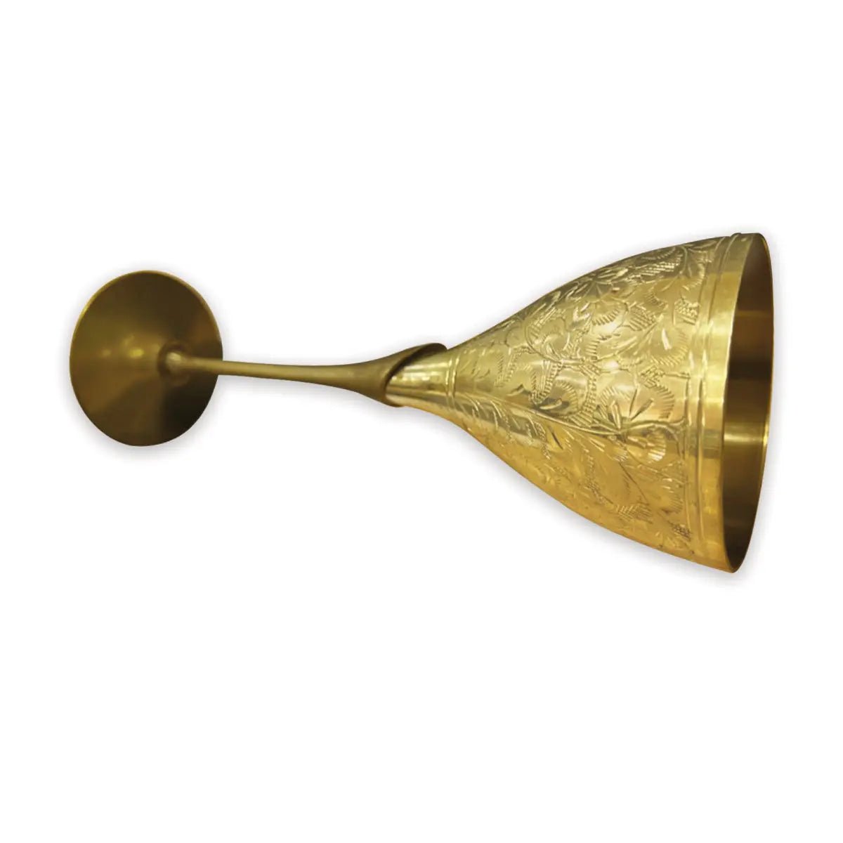 Pure Brass Embossed Goblet Champagne Wine Glass for Parties - CROCKERY WALA AND COMPANY