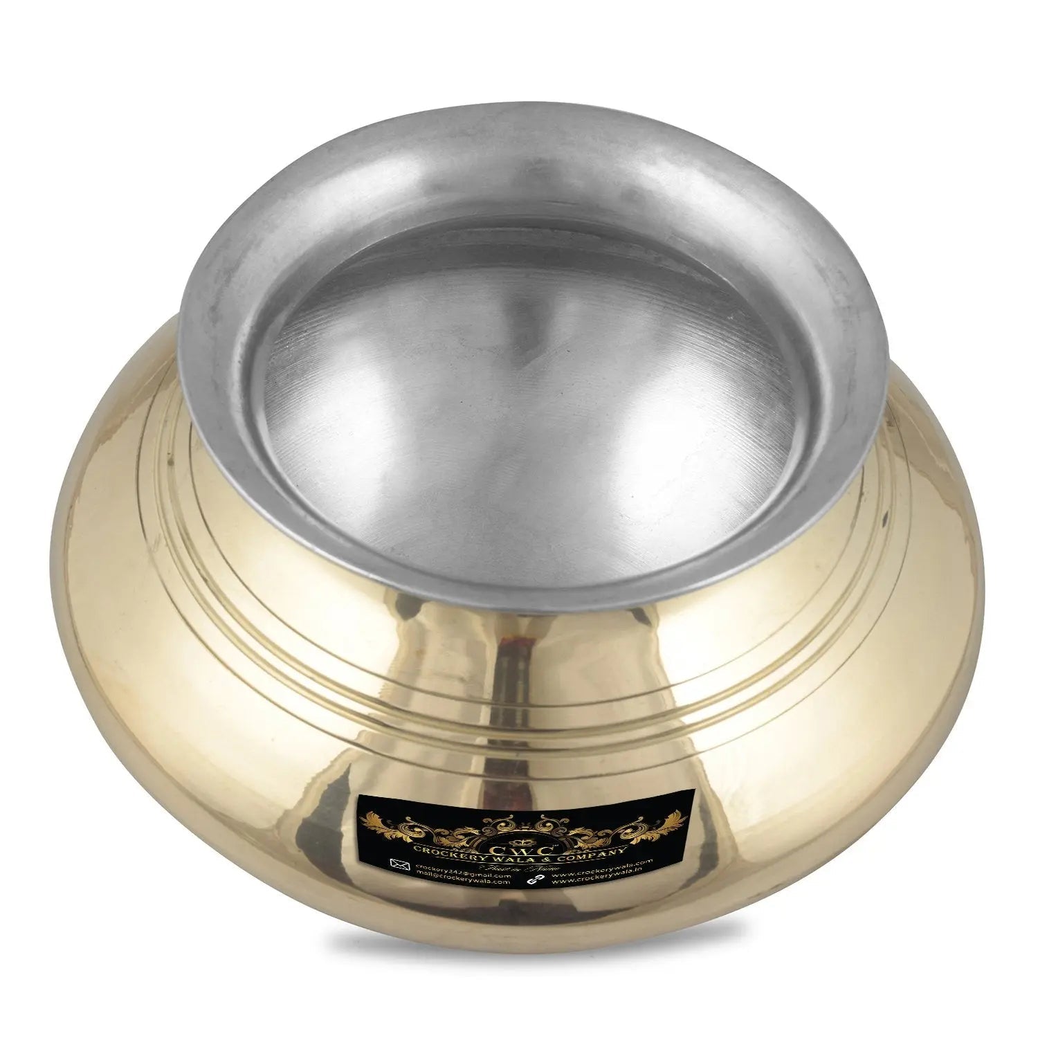 Pure Brass Kalai Punjabi Biryani Handi Patili 1500 ml - CROCKERY WALA AND COMPANY