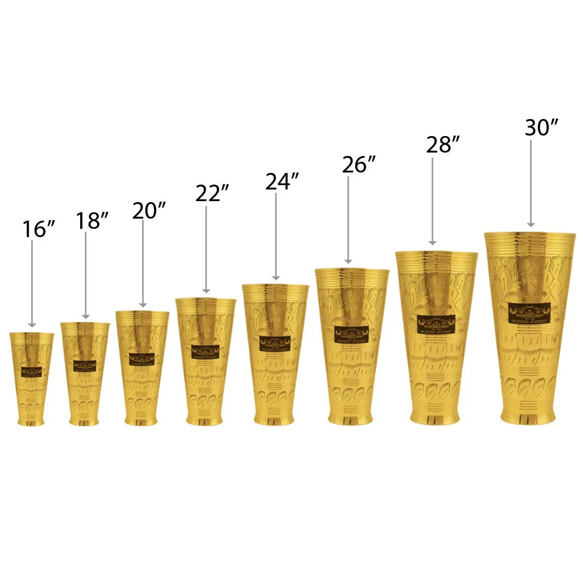 Pure Brass Punjabi Flower Embossed Lassi Glass Tumbler Set - CROCKERY WALA AND COMPANY