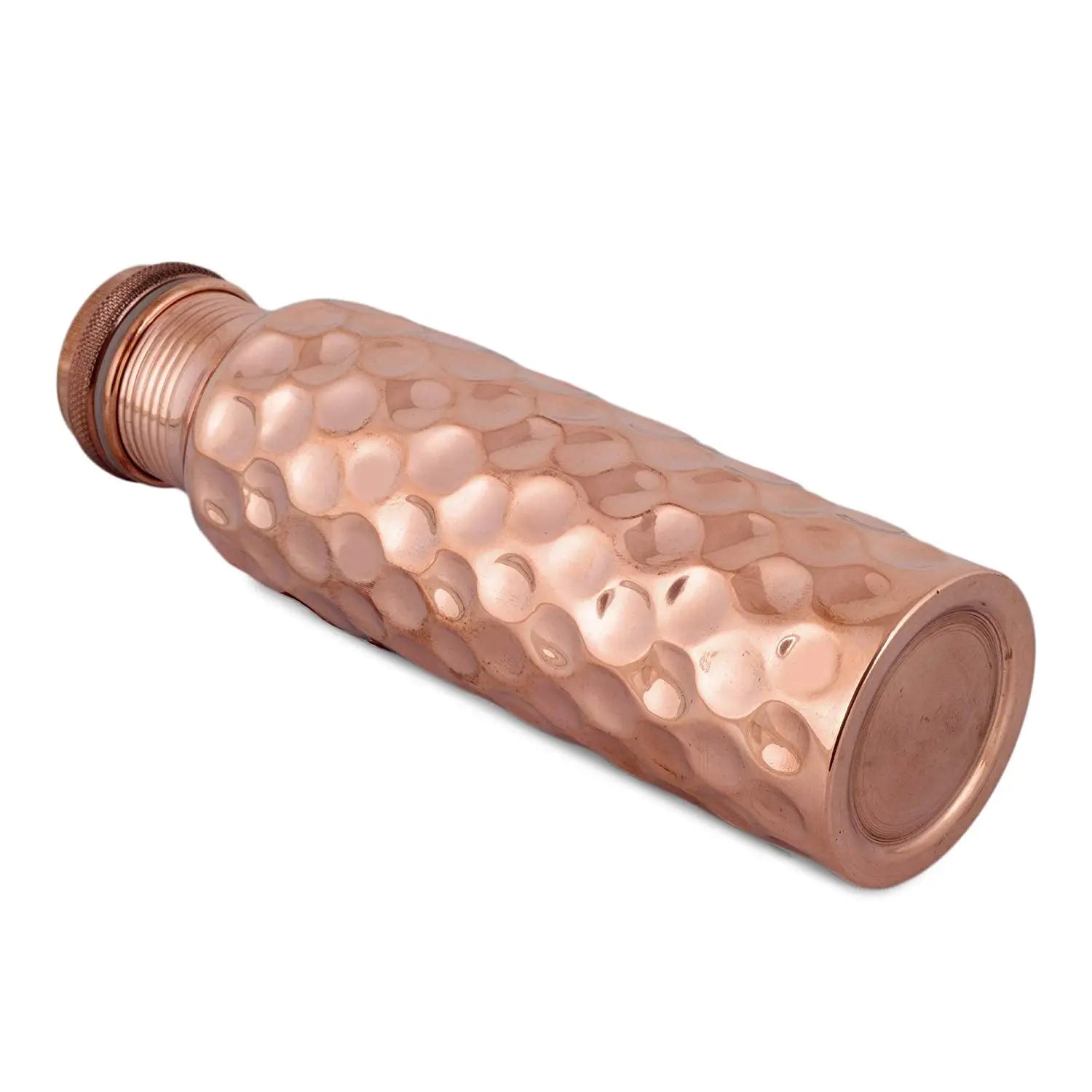 Pure Copper Bottle Diamond Finish For Water Storage 900 ML - CROCKERY WALA AND COMPANY