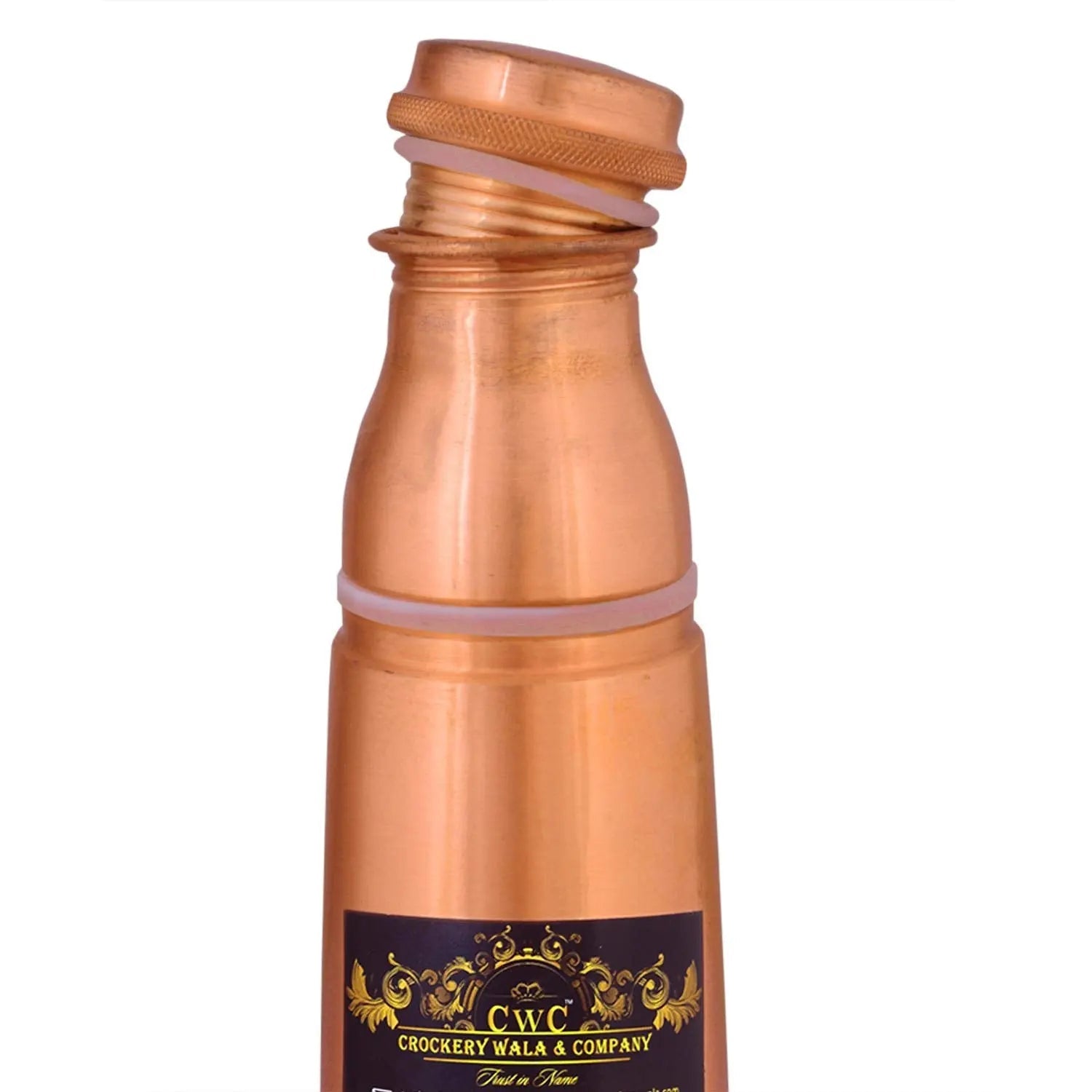 Pure Copper Bottle Mattle Finish With Glass Lid 1100 Ml - CROCKERY WALA AND COMPANY
