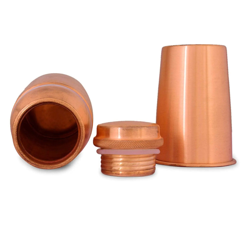 Pure Copper Bottle Mattle Finish With Glass Lid 1100 Ml - CROCKERY WALA AND COMPANY