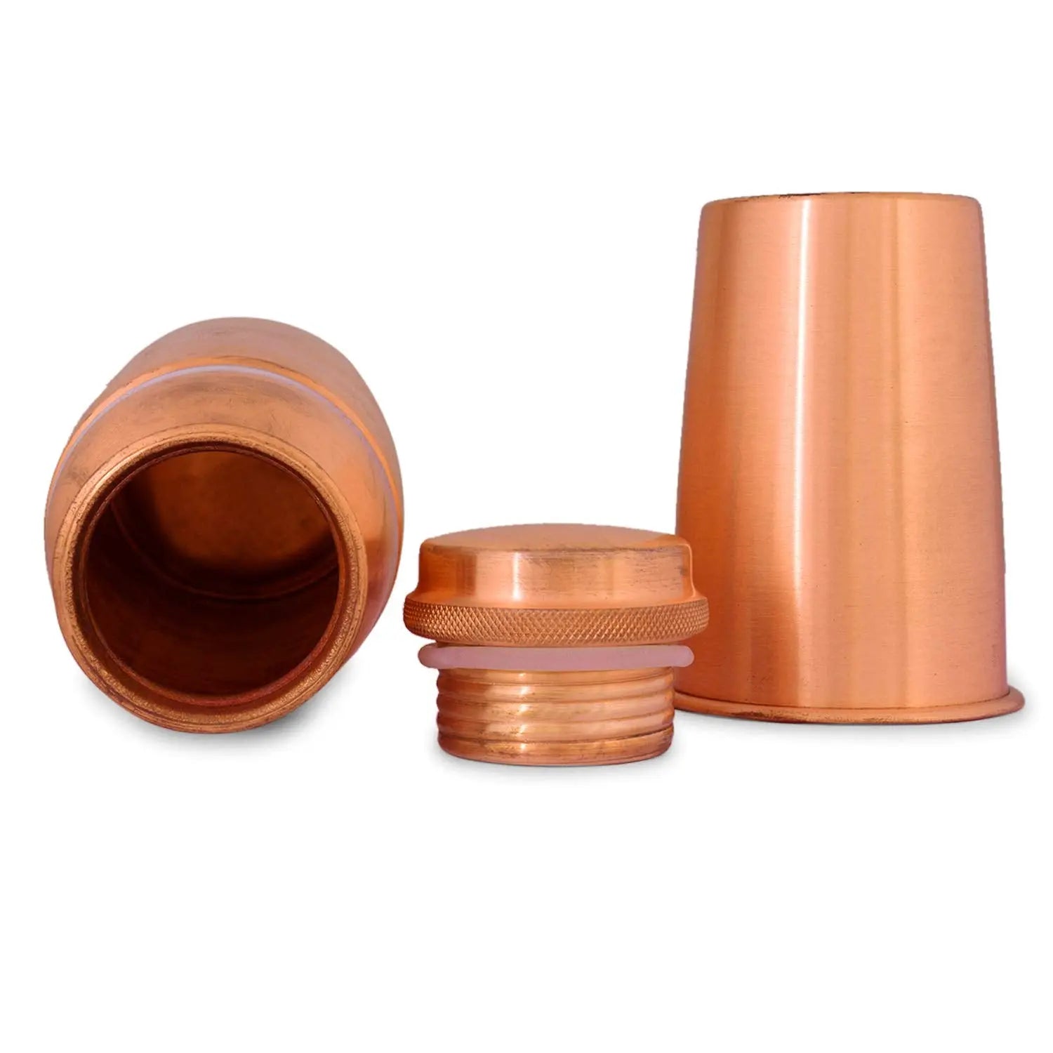 Pure Copper Bottle Mattle Finish With Glass Lid 1100 Ml - CROCKERY WALA AND COMPANY