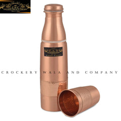 Pure Copper Bottle With Inbuilt Glass Designer Effect 1100ml - CROCKERY WALA AND COMPANY