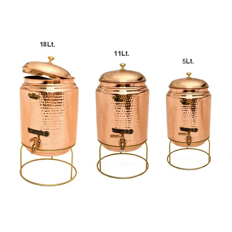 Pure Copper Full Hammer Water Dispenser With Stand 18L - CROCKERY WALA AND COMPANY