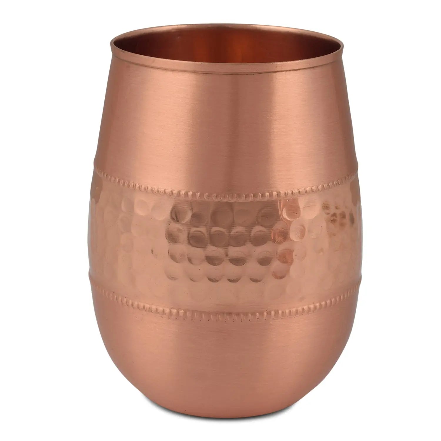 Pure Copper Glass Dholak Design Set of 6 for Wellness - CROCKERY WALA AND COMPANY