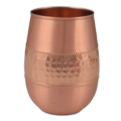 Pure Copper Glass Dholak Design Set of 6 for Wellness - CROCKERY WALA AND COMPANY