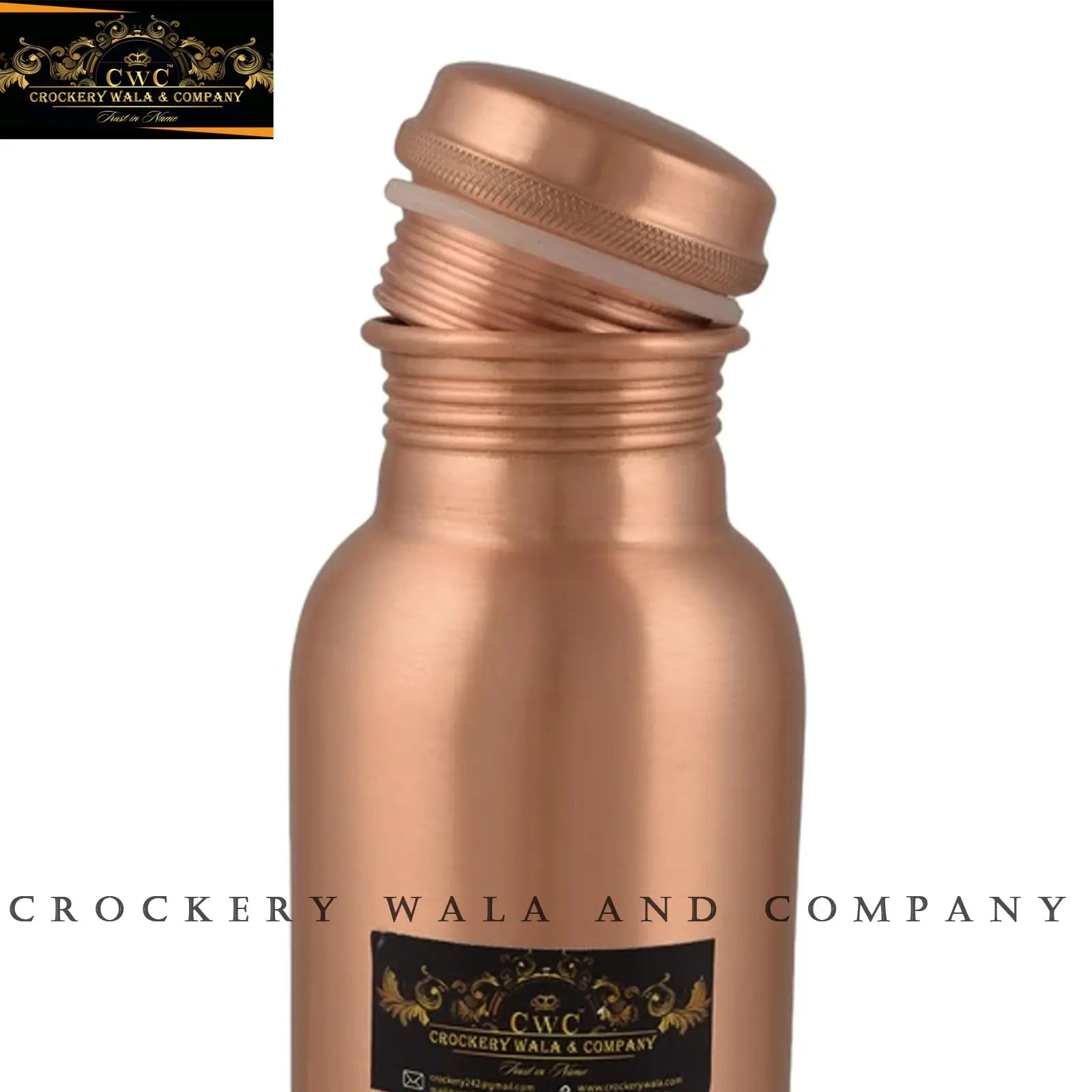 Pure Copper Half Hammered Bottle With Designer Effect 1100ml - CROCKERY WALA AND COMPANY