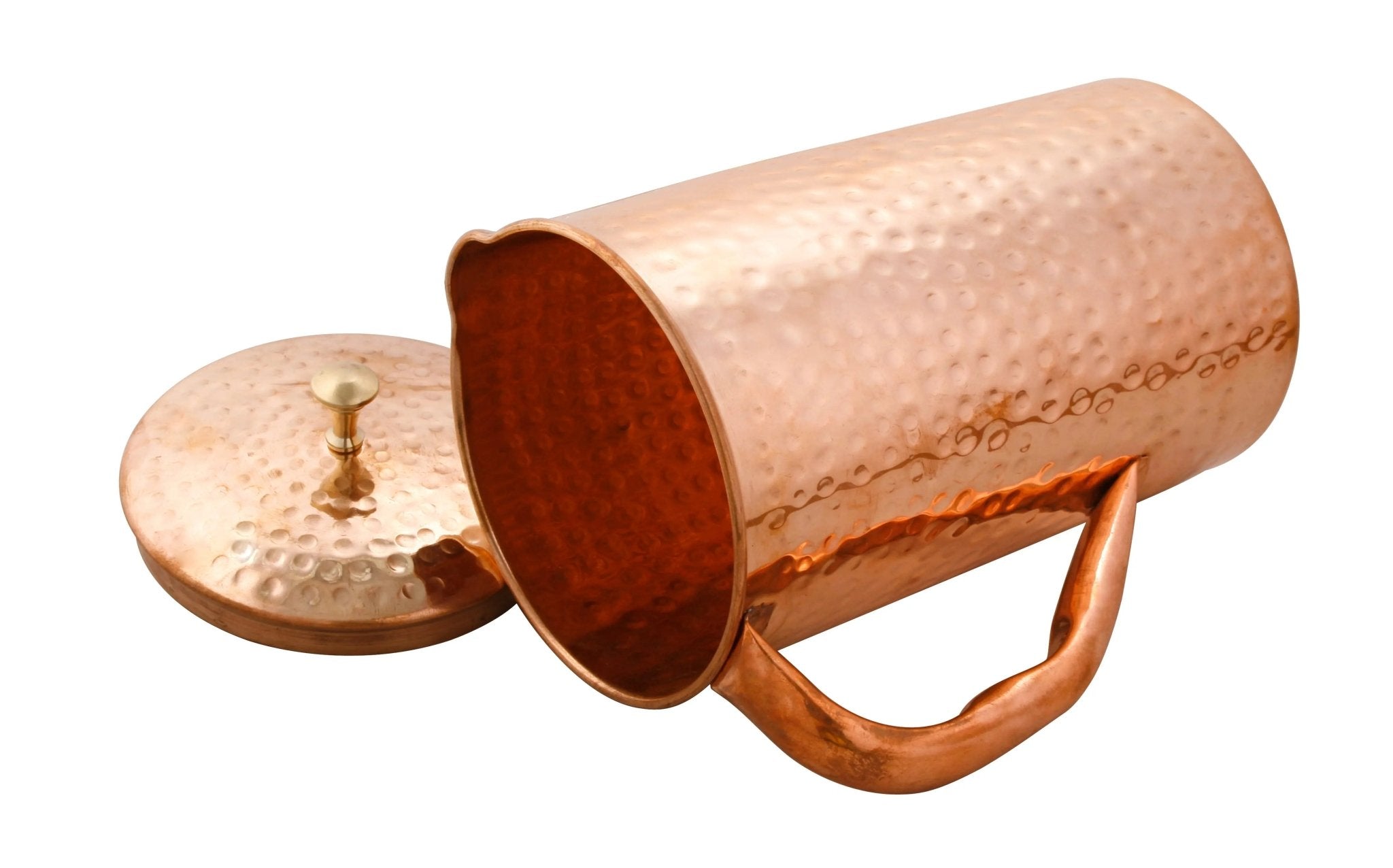 Pure Copper Jug Pitcher Hammered 1500 ml Premium Quality - CROCKERY WALA AND COMPANY