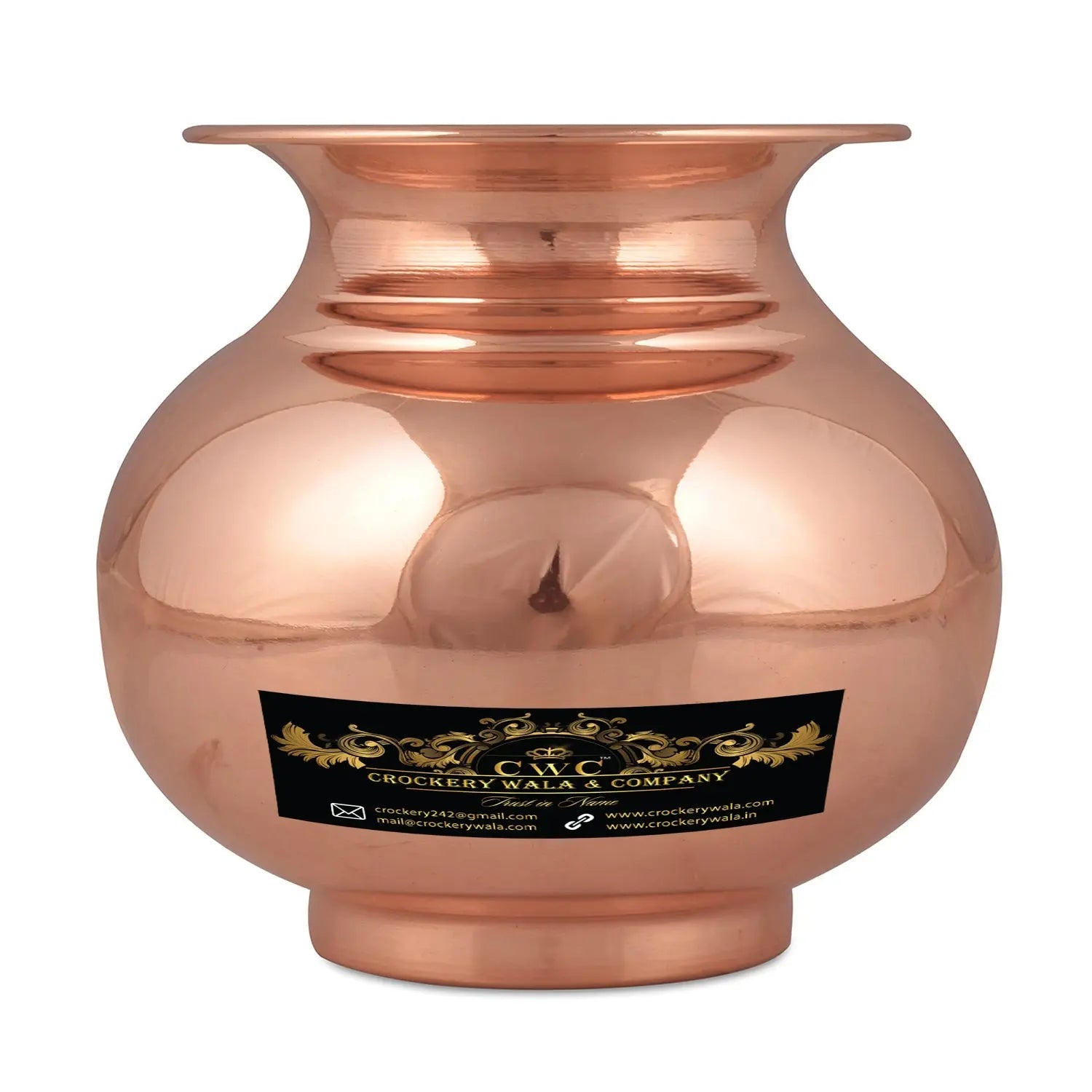 Pure Copper Lota Kalash Vessel Premium Look for Rituals - CROCKERY WALA AND COMPANY